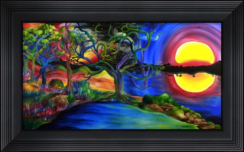 Framed Colorful Psychedelic Rainbow Lake Art Print