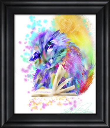 Framed Colorful Rainbow Kitten Reading Print