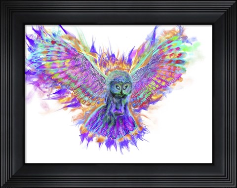 Framed Electric Owl 1 Print