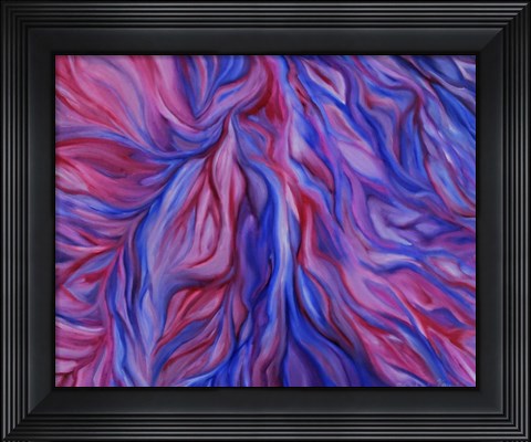 Framed Pink And Blue Flower Abstract Print