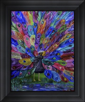 Framed Rainbow Peacock Print