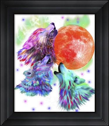 Framed Three Wolves Print