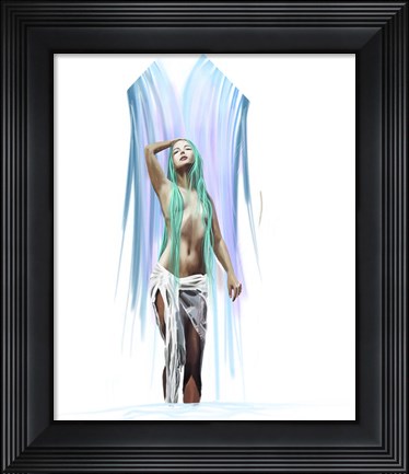 Framed Woman Under The Waterfall Print