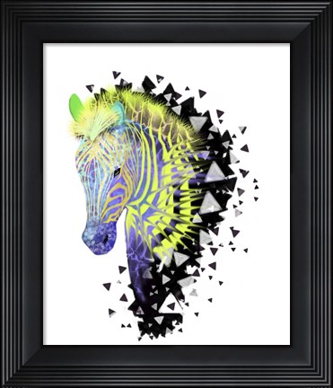 Framed Yellow Zebra Head Print