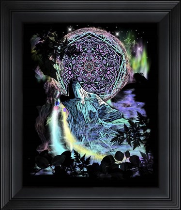 Framed Dreamcatcher Wolf Print