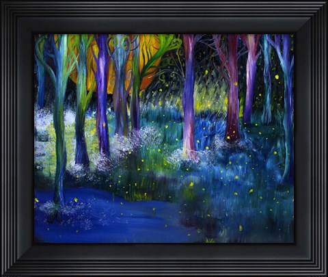 Framed Fireflies Forest Print