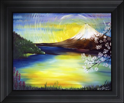 Framed Japanese Mountain Print