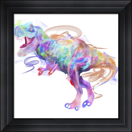 Framed Rainbow Trex 1 Print