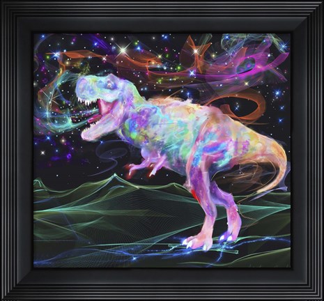 Framed Rainbow Trex 2 Print