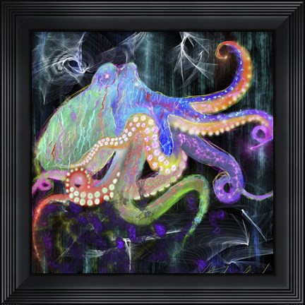 Framed Electric Octopus Print