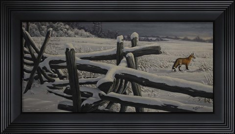 Framed Split Rail And Fox Print