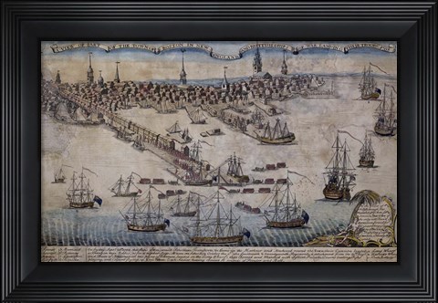Framed Boston Revere 1768 Print