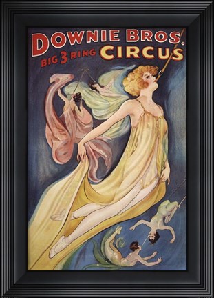 Framed Downie Bros. Big 3 Ring Circus Print