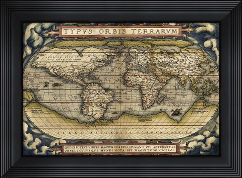 Framed Cosmos-Ortelius World Map 1570 Print