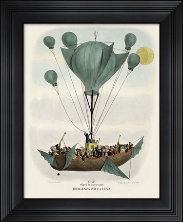 Framed Diligenza Per La Luna 1836 Print
