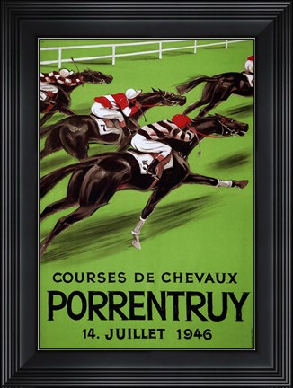 Framed Laubi Hugo Courses Chevaux Porrentruy Year-1946 Print