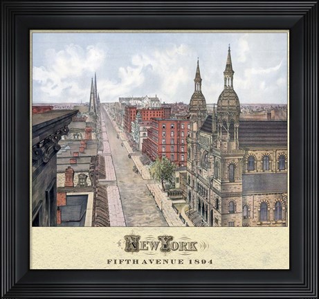 Framed New York 5th Ave 1894 Print