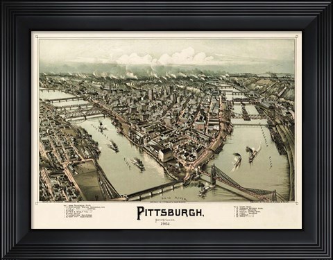 Framed Pittsburgh Pennsylvania 1902 Print