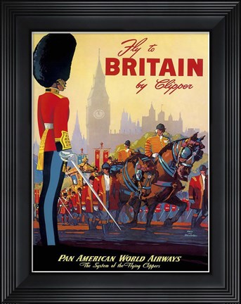 Framed Fly to Britain by Clipper Print