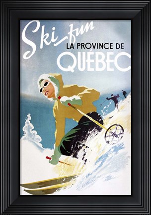 Framed Ski Fun Quebec Print
