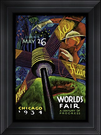 Framed Chicago World&#39;s Fair 1934 Print