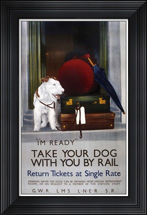 Framed Take Your Dog With You By Rail Print
