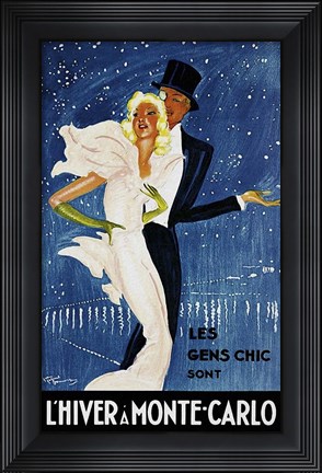 Framed L'Hiver a Monte Carlo Print