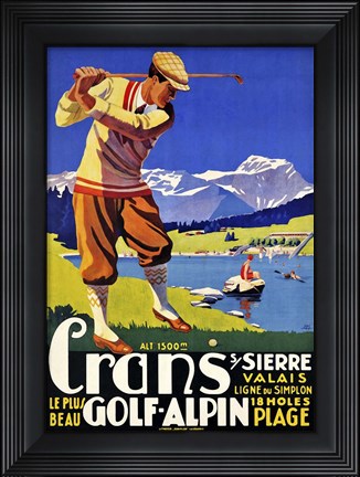Framed Crans Golf Alpin Print