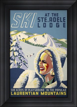 Framed Ski at the Ste. Adele Lodge Print