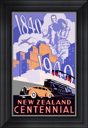 Framed 1840 New Zealand Centennial Print