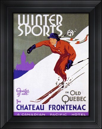 Framed Winter Sports Chateau Frontenac Print