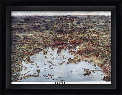 Framed Boston Harbor 1905 Anniversary of Tea Party Print