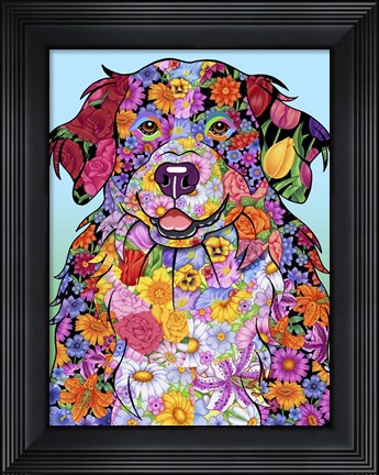 Framed Flowers Bernese Mtn Dog Print