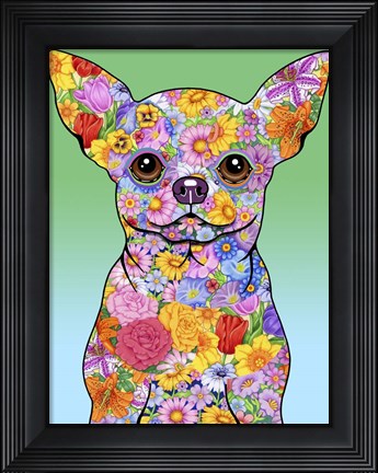 Framed Flowers Chihuahua Print