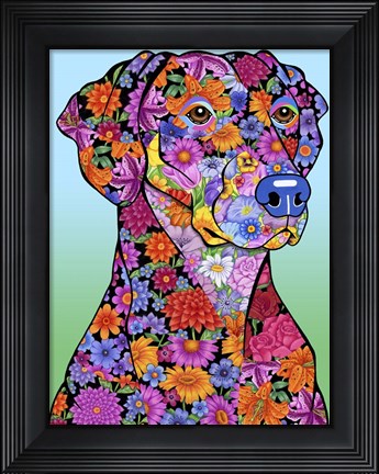 Framed Flowers Doberman Print