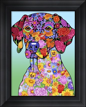 Framed Flowers German Pointer Print