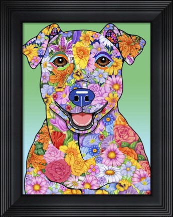 Framed Flowers Jack Russell Print