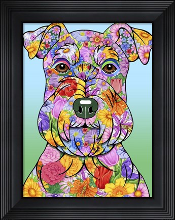 Framed Flowers Schnauzer Print