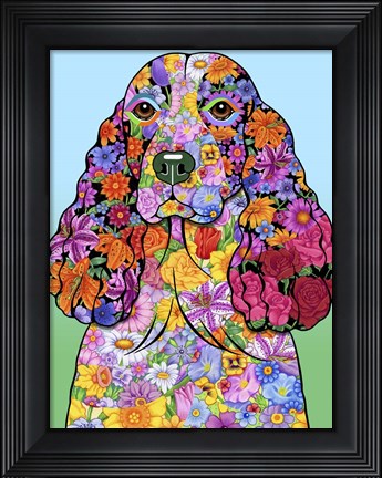 Framed Flowers Springer Spaniel Print