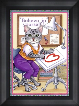Framed Artist Cat Print