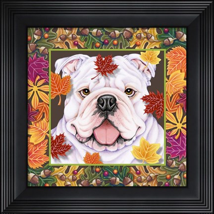Framed Autumn Bulldog Print