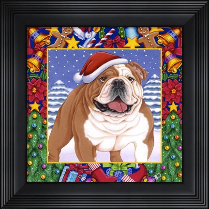 Framed Christmas Bulldog Print