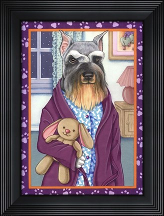 Framed Schnauzer Bedtime Print