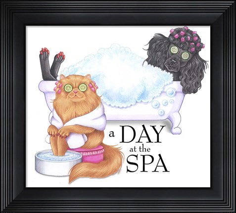 Framed Spa Poodle Persian Print