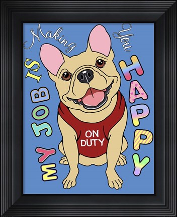 Framed French Bulldog Graphic Style Print