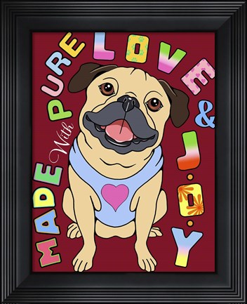 Framed Pug Graphic Style Print