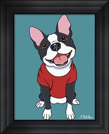 Framed Boston Terrier Black Print