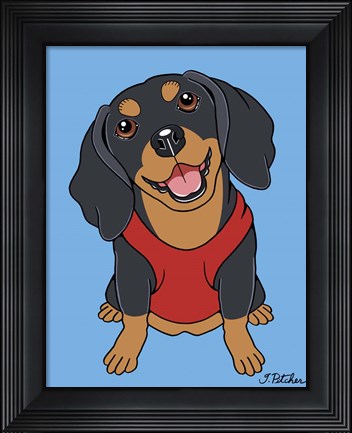 Framed Dachshund Black Tan Print