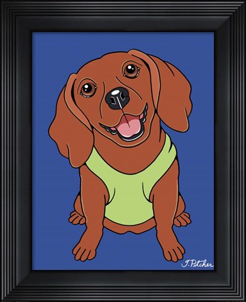 Framed Dachshund Red Print