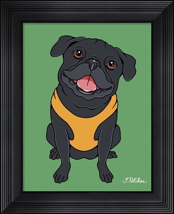 Framed Pug Black Print